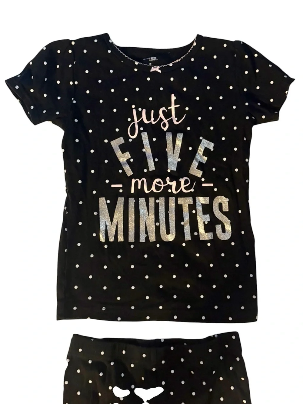 Simple Joys black and white polka dot five more minutes pajama set, size 8
